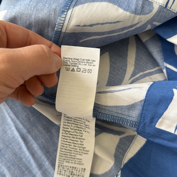 NWT J. Crew One Shoulder Blue White Floral Cotton Midi Dress - Picture 12 of 14